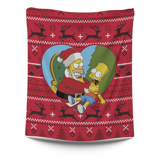 Frazada Homero y Bart navidad Simpsons