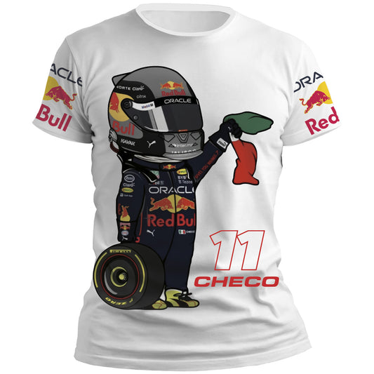 Playera Checo Perez Toon Blanca